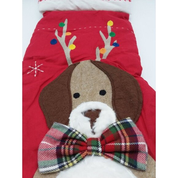 Pottery Barn Kids Coco Dog with Antlers Christmas Stocking Holiday Quilted Red - Picture 4 of 9